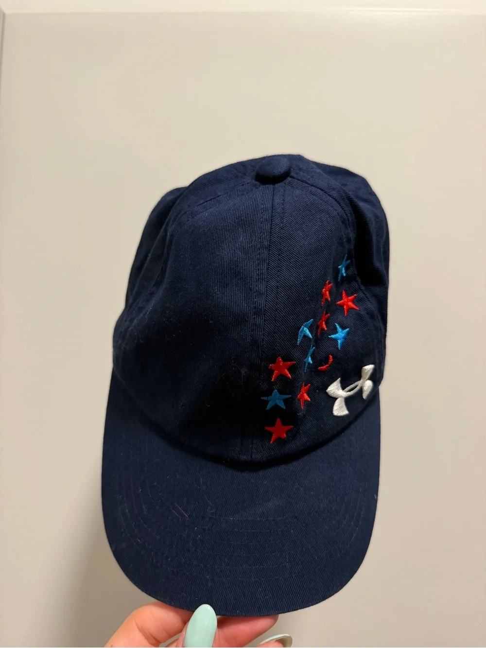 Under Armour Kids Navy Blue Baseball Cap with Red & Light Blue Stars